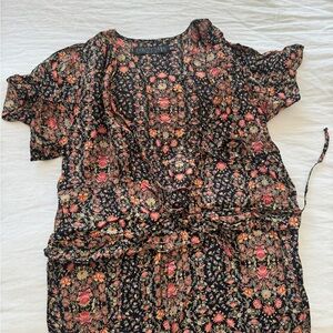 Christy Dawn Floral Silk Dress, Black